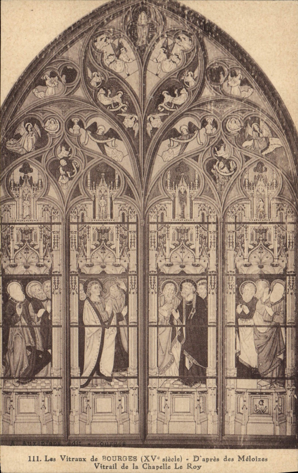 Vidrios manchados de Bourges de la POSTAL de la VENDIMIA según de vidrio manchado de Meloizes de la cámara acorazada Roy