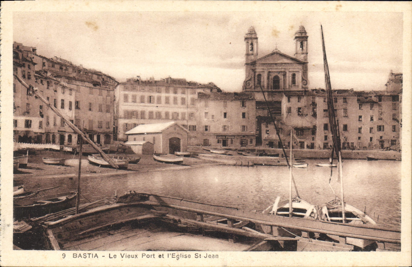 VINTAGE POSTCARD Bastia the Old port and the Church St Jean