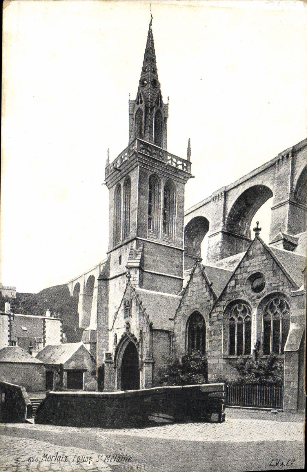 VINTAGE POSTCARD Morlaix Church St Melaine