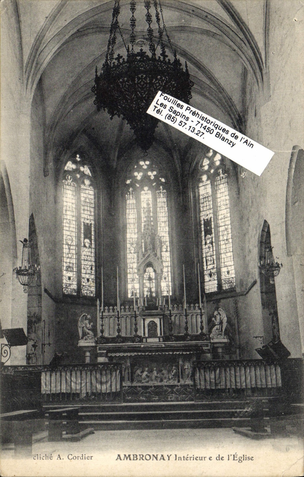 VINTAGE POSTCARD Interior Ambronay of the Church
