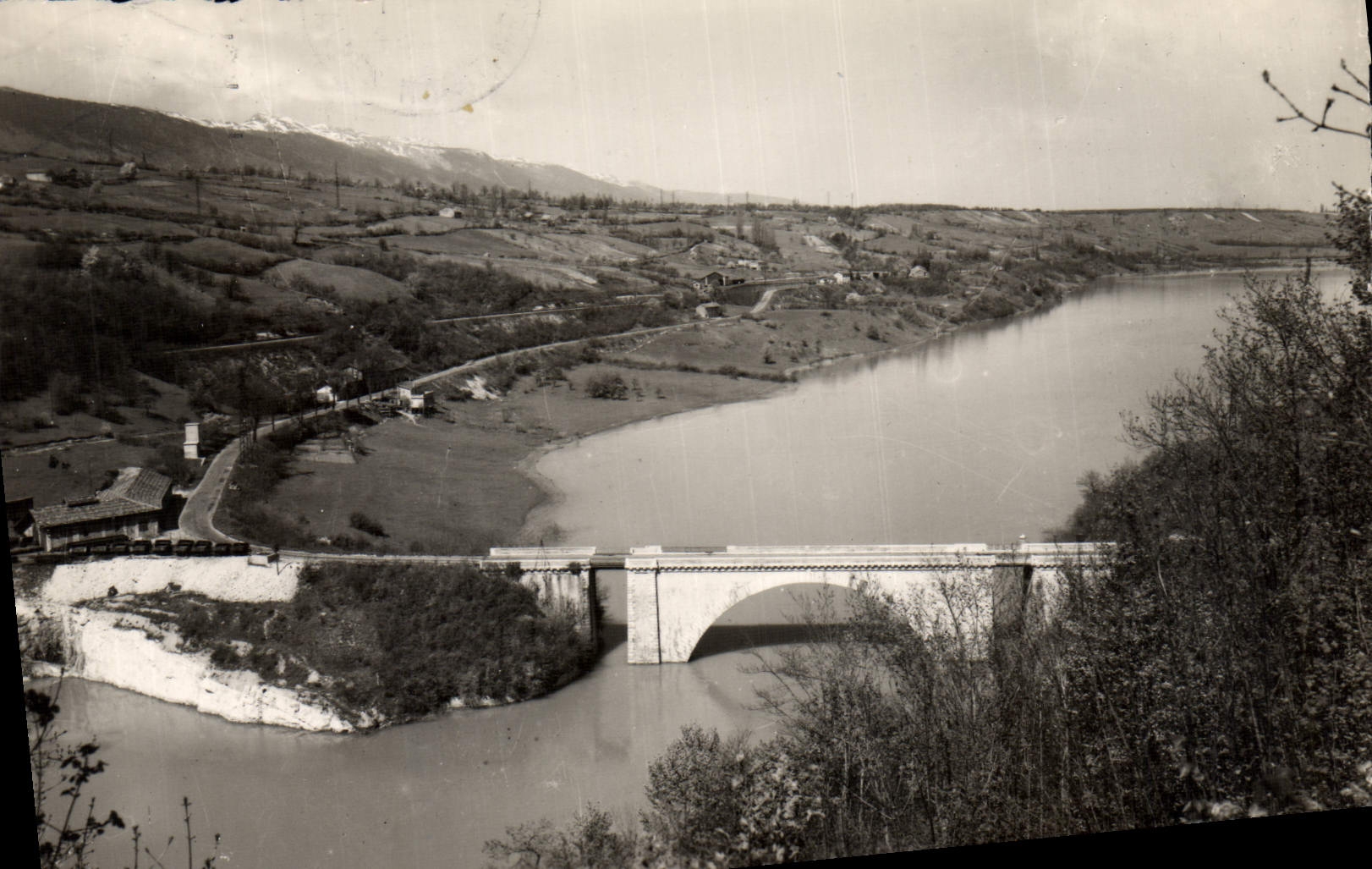MODERN CARD Collonges Pecluse Port the Carnot Bridge the Blunder and the Rhone with the reserve of Genessiat