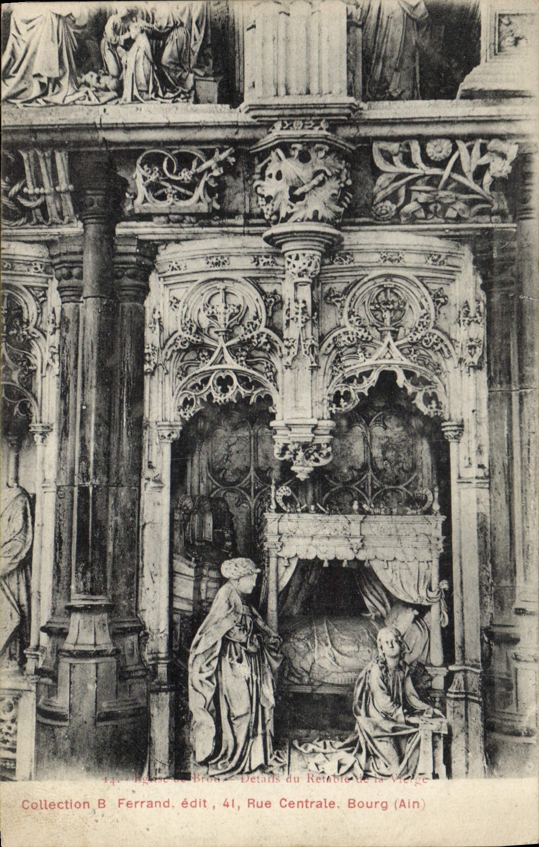 VINTAGE POSTCARD Borough Church of Husks Details of the retable