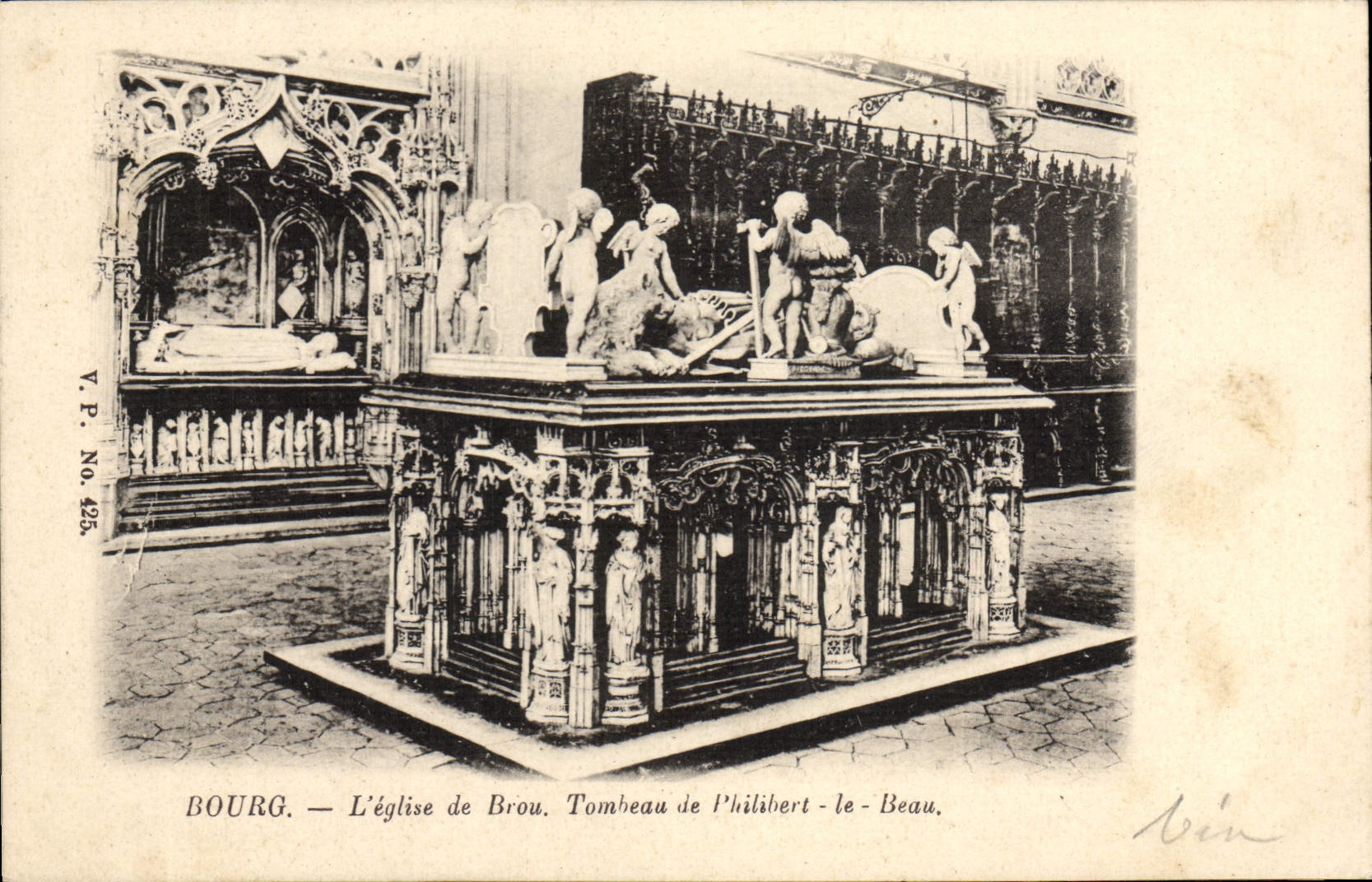 VINTAGE POSTCARD Borough Church of Husks Tomb of Philibert Beautiful