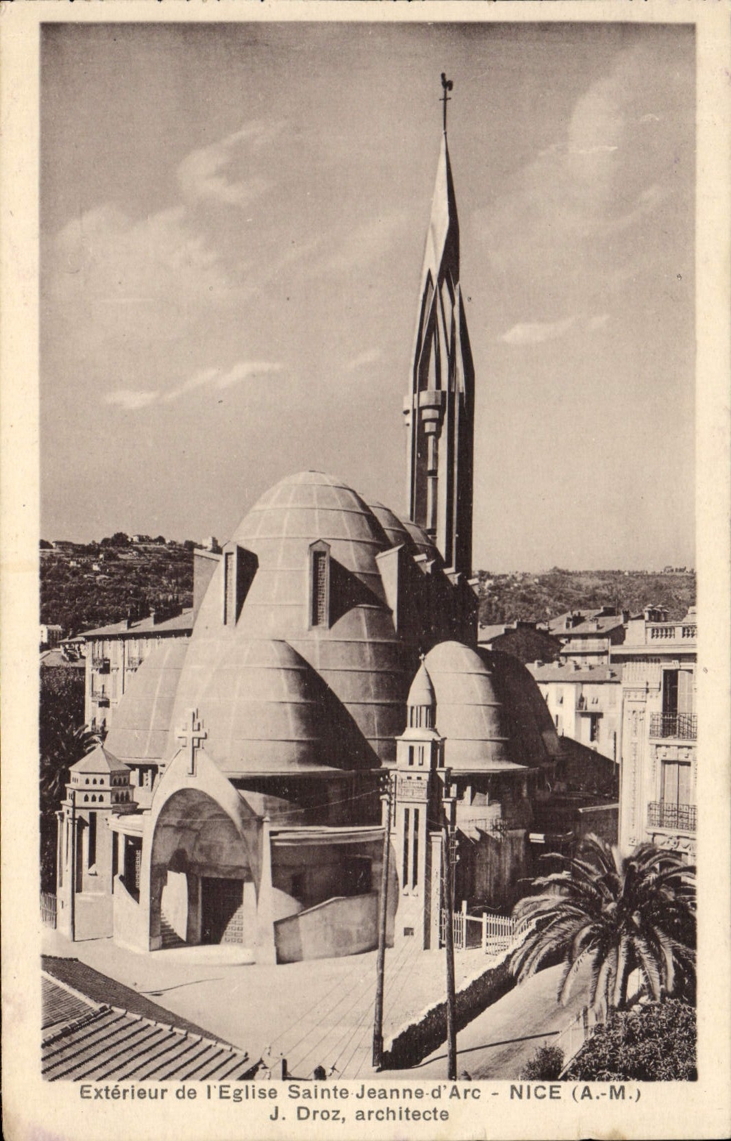 VINTAGE POSTCARD External of the Church Sainte Jeanne d' Arc Nice