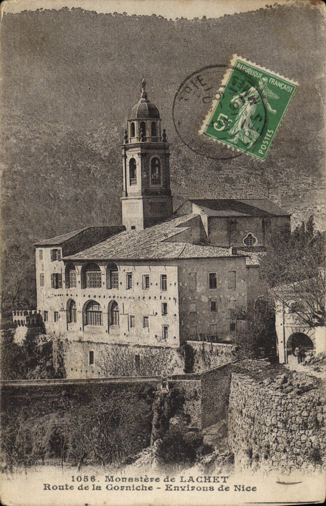 POSTAL Monestere de Lachet Road de la VENDIMIA de los alrededores de la cornisa de Niza