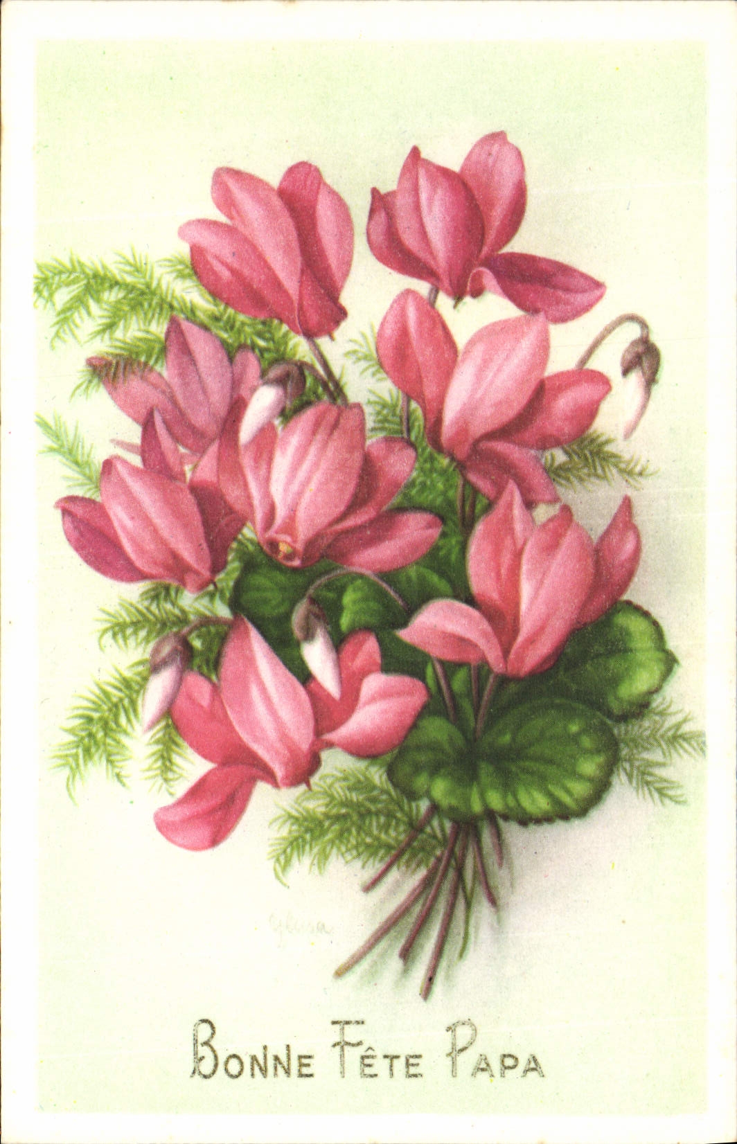 VINTAGE POSTCARD Fantasy Flowers Good Festival Dad