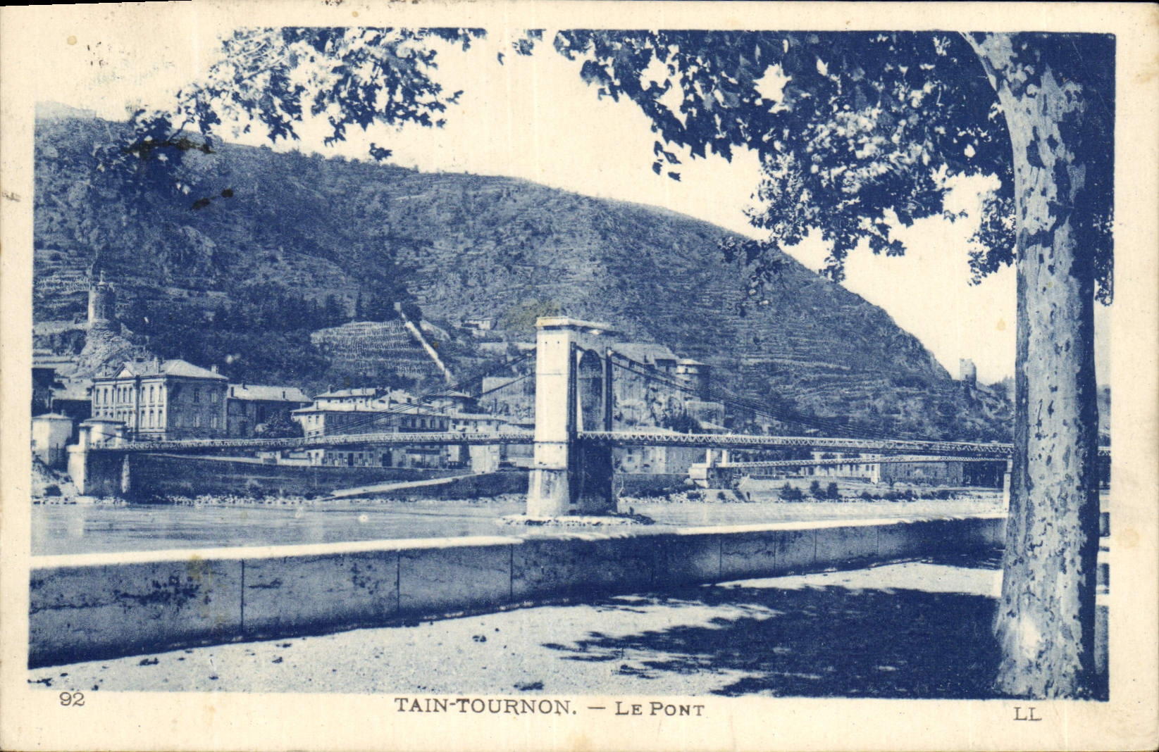 VINTAGE POSTCARD Tournon Silvering the Bridge