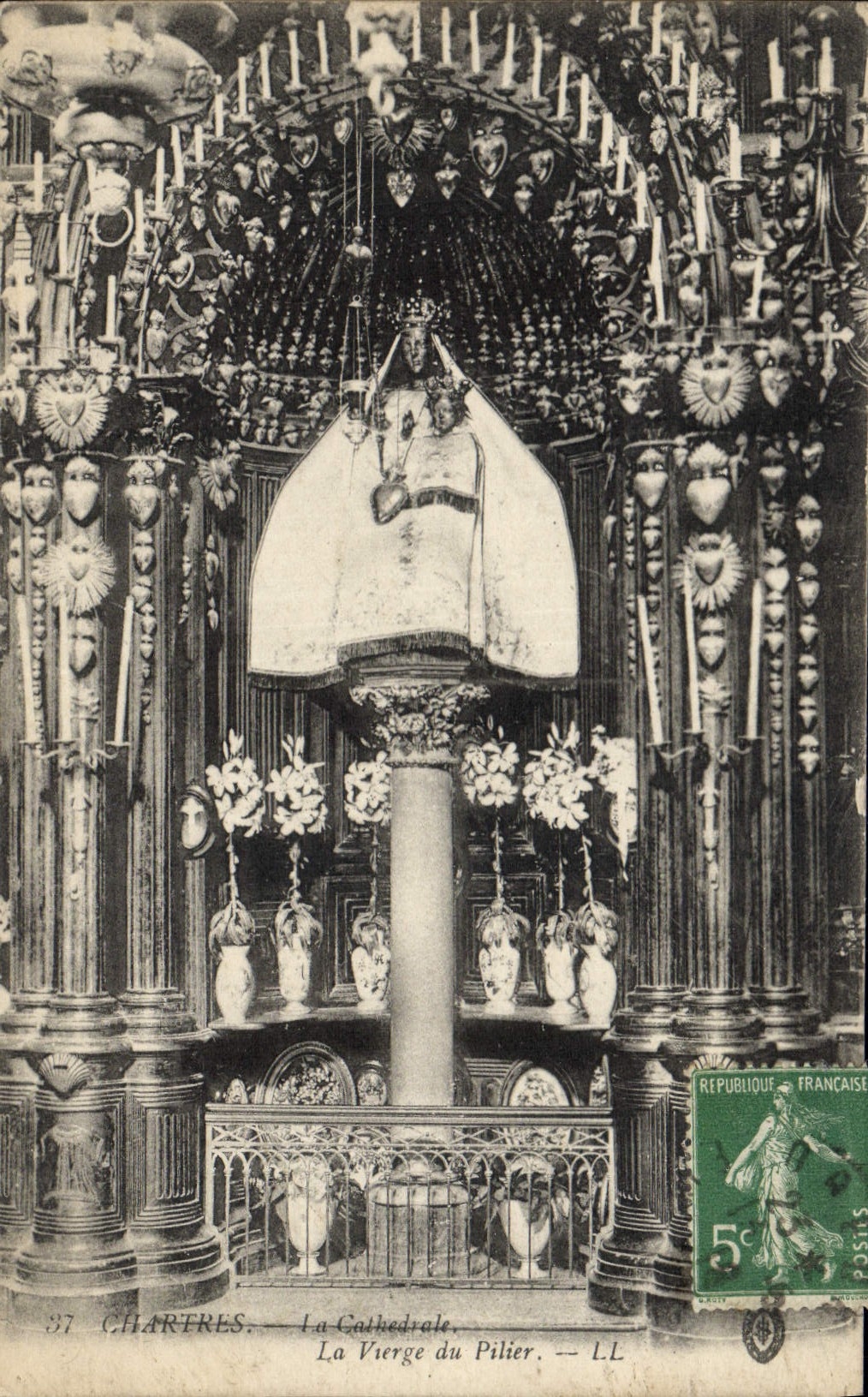 POSTAL Chartres de la VENDIMIA la catedral la Virgen del pilar
