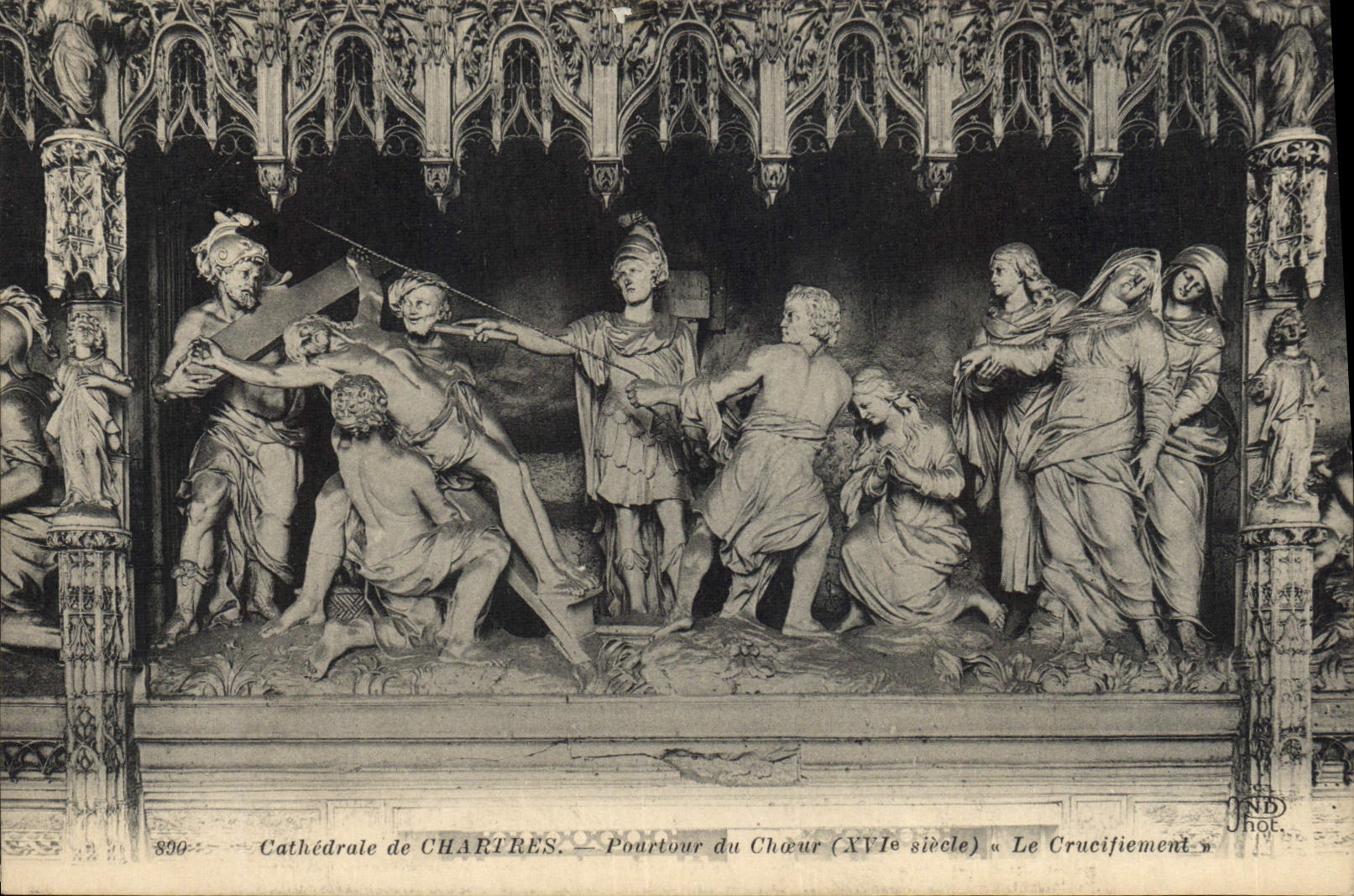 VINTAGE POSTCARD Chartres Circumference of the Chorus crucifixion