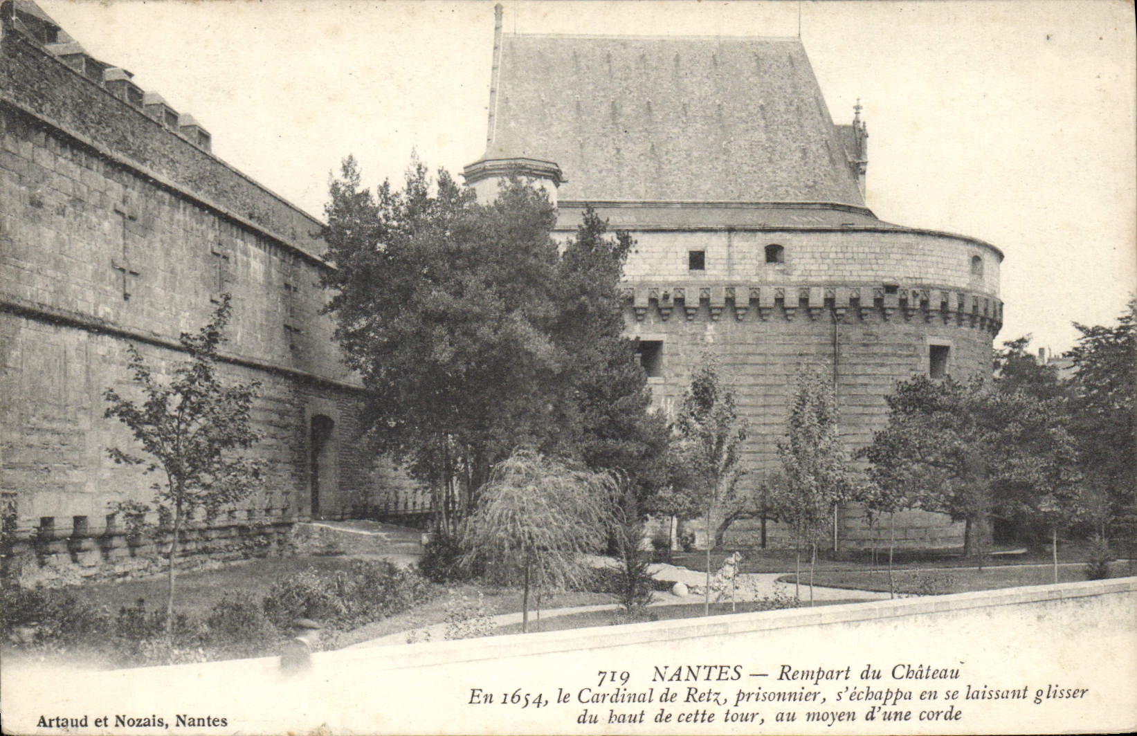 VINTAGE POSTCARD Nantes Rampart Of the Cardinal Castle De Captive Retz