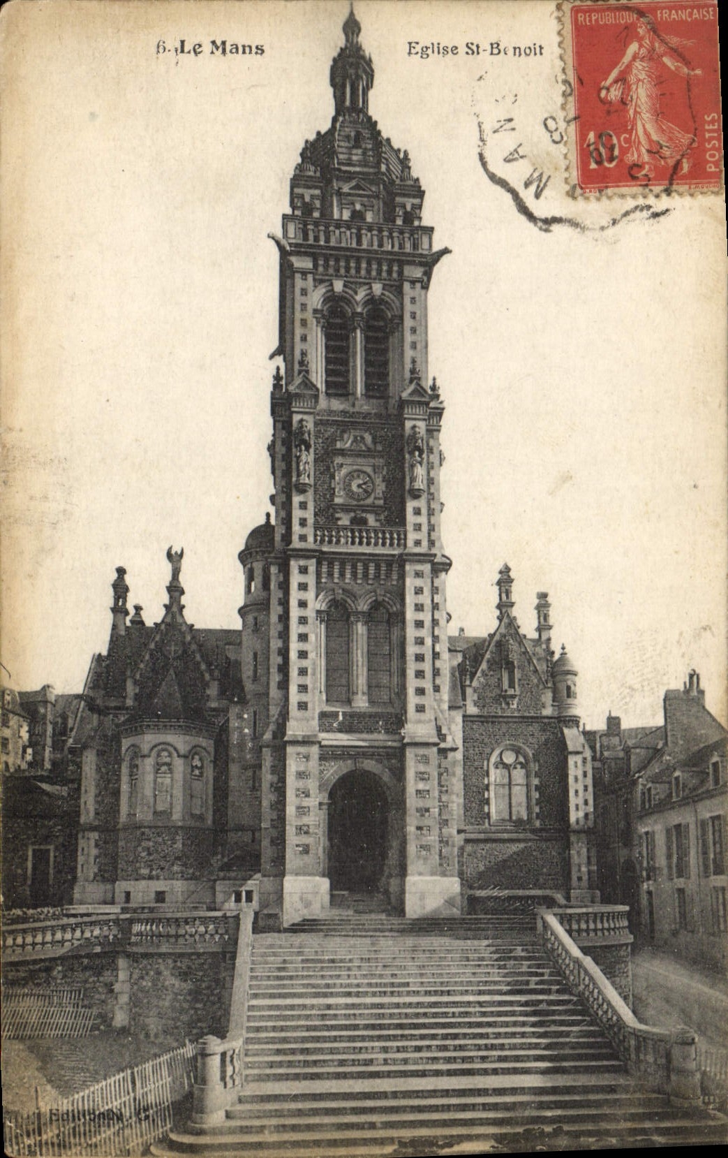 VINTAGE POSTCARD Mans Church St Benoit