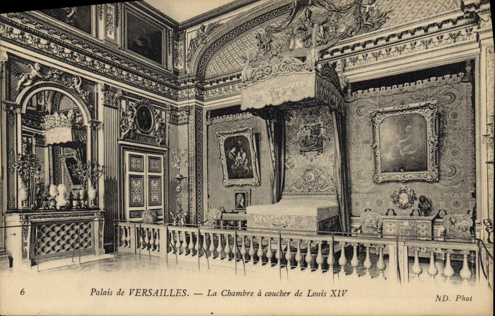 Paladar de la POSTAL de la VENDIMIA de Versalles el cuarto de ser dormido de Louis XIV