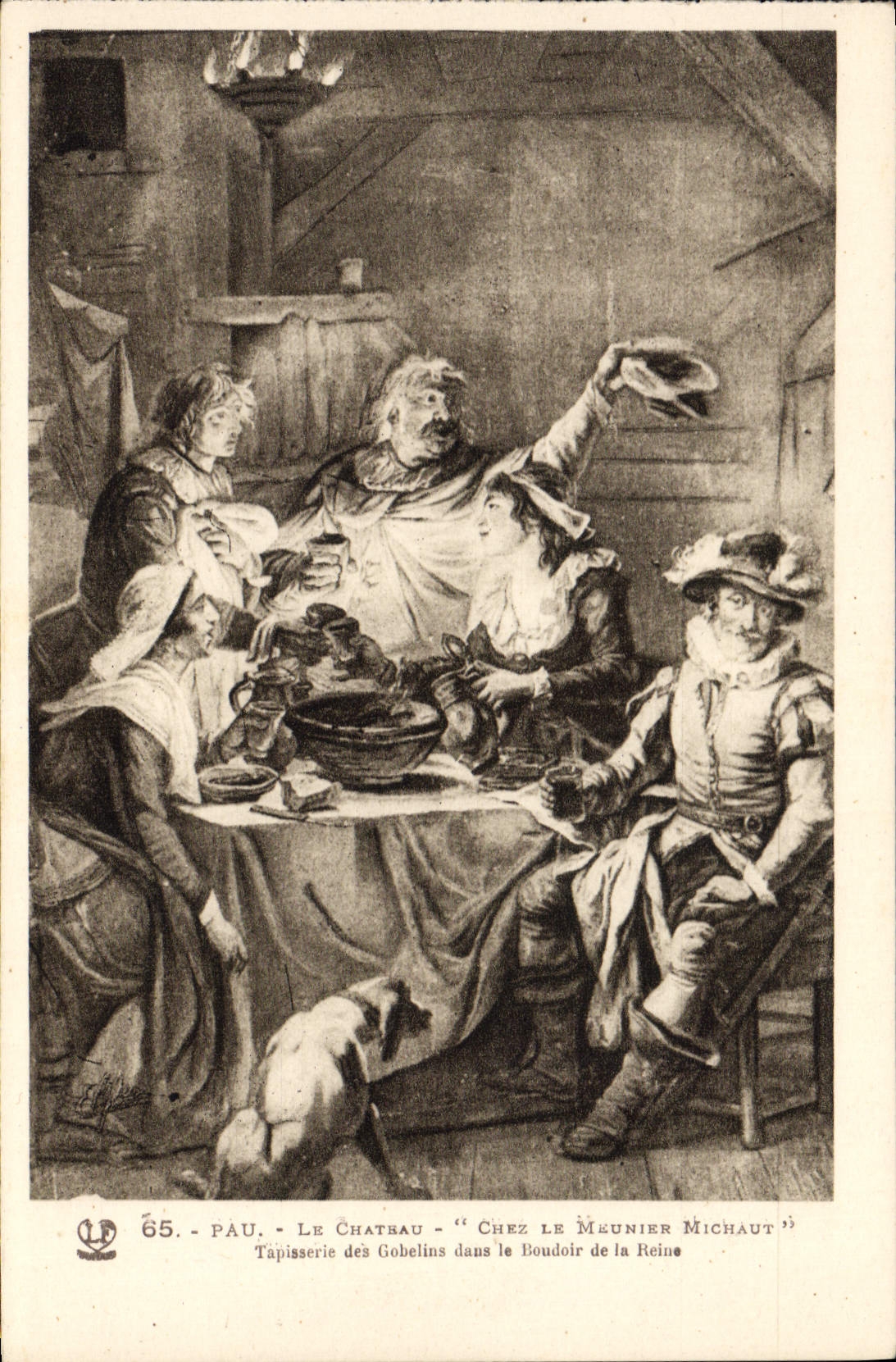 POSTAL Pau de la VENDIMIA el castillo en la tapicería de Miller Michat de los Goblins