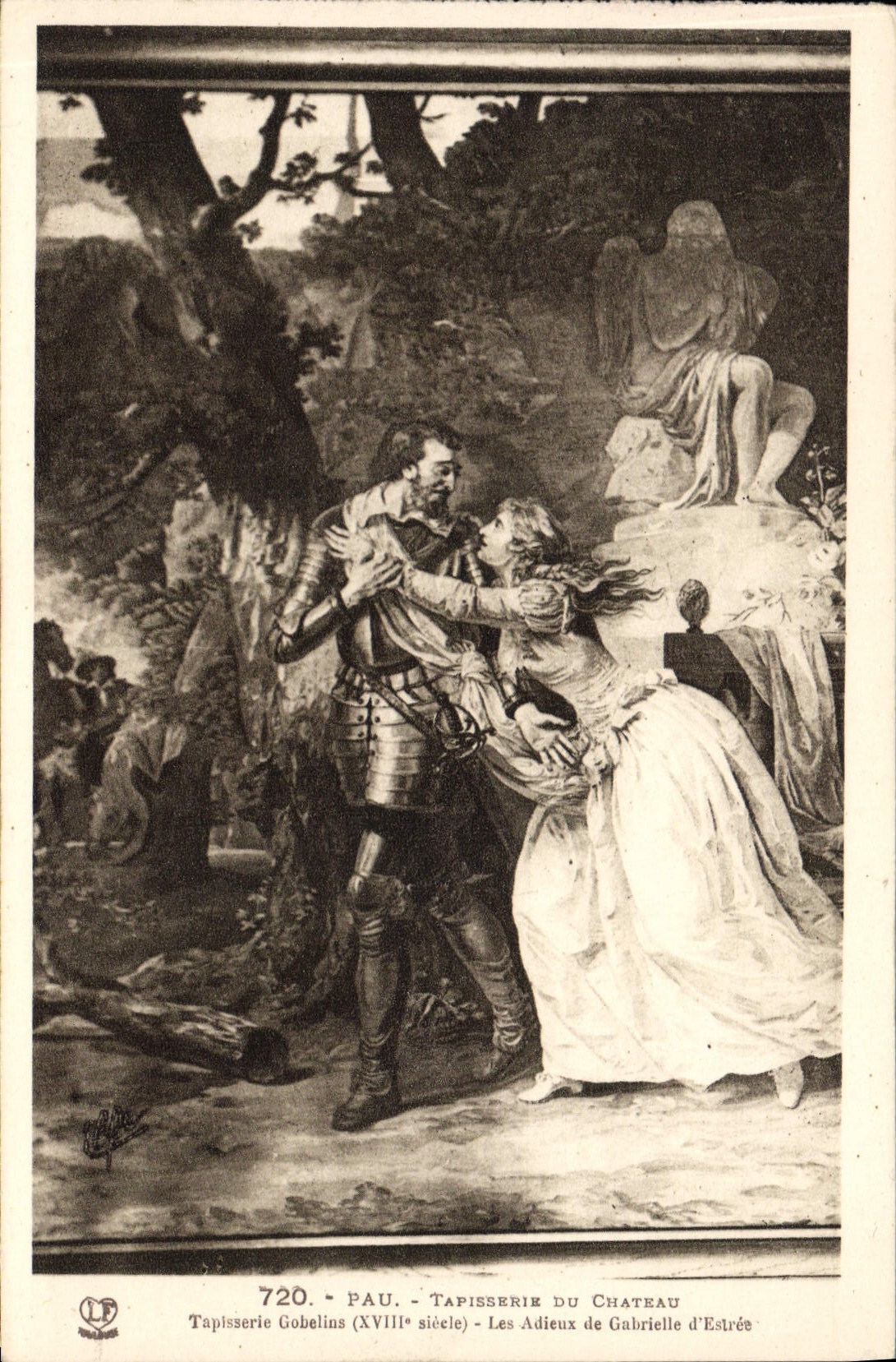 Tapicería de Pau de la POSTAL de la VENDIMIA del castillo bueno-byes del d Estree de Gabrielle