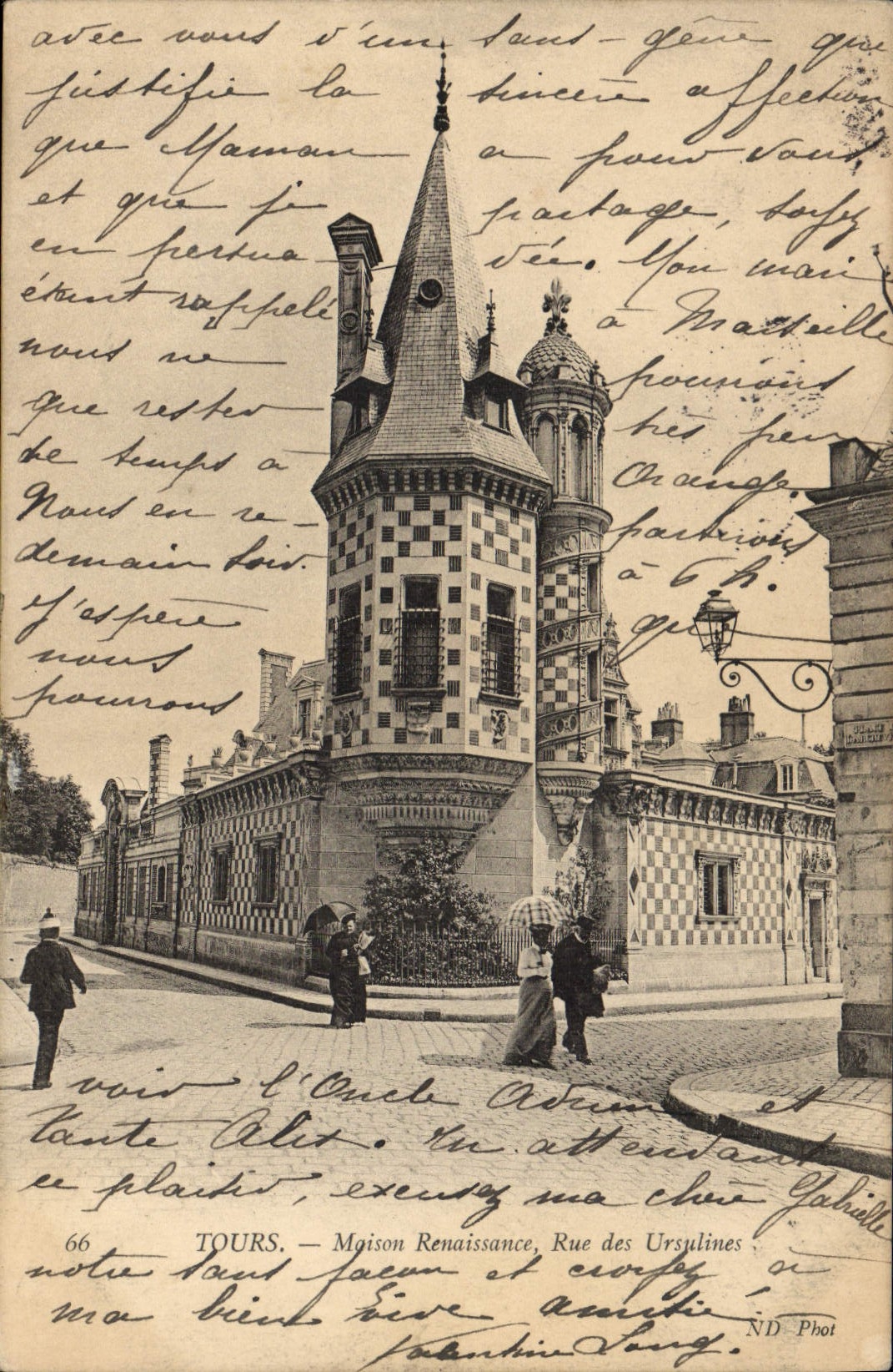 VINTAGE POSTCARD Tours House Remaissance Street of the Ursulines