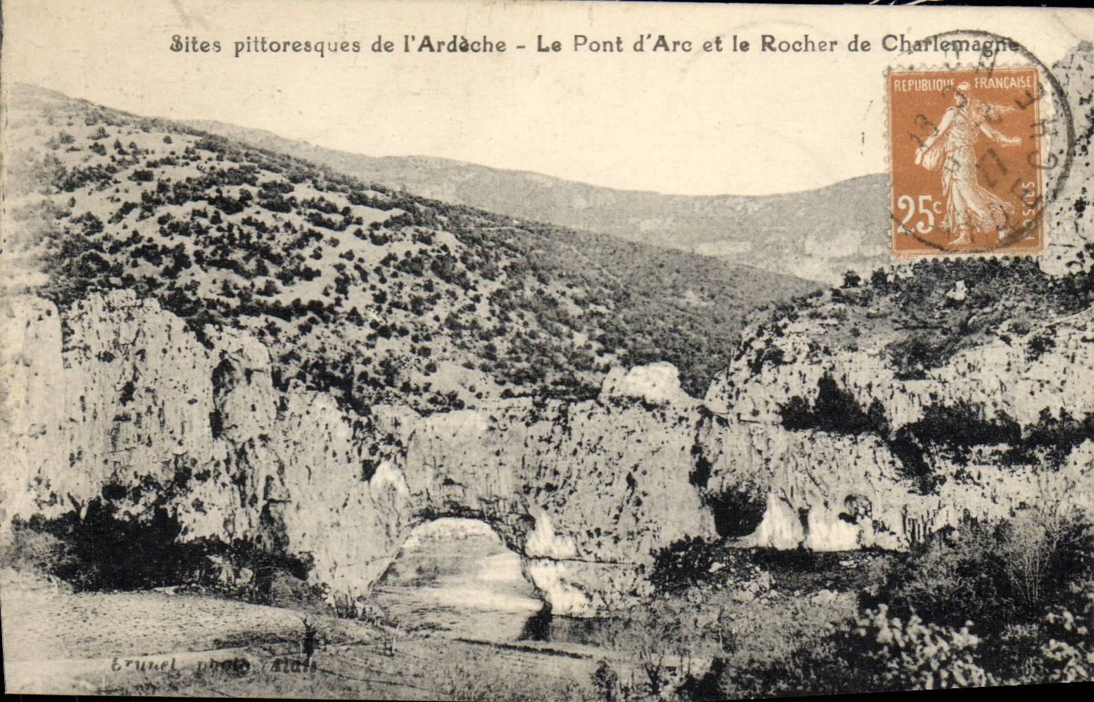 VINTAGE POSTCARD Picturesque Sites Of Ardeche the bridge of Arc and the rock of Charlemagne