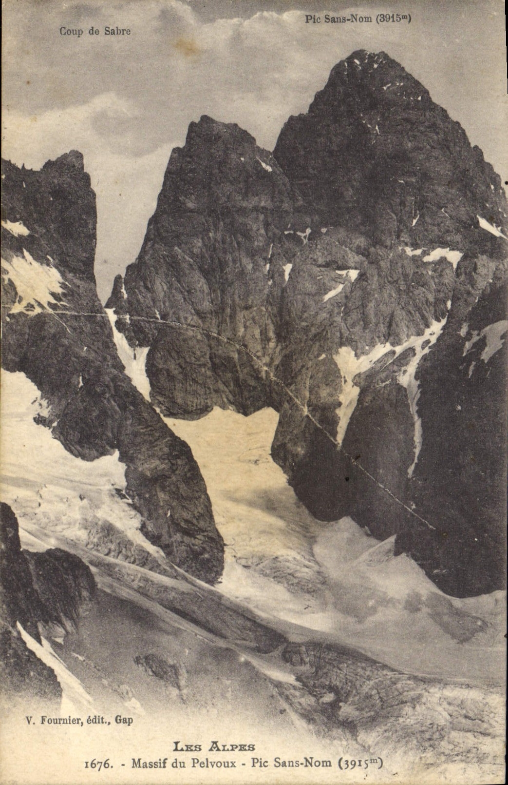 VINTAGE POSTCARD the Alps Solid mass Of Pelvoux Peak Without Name