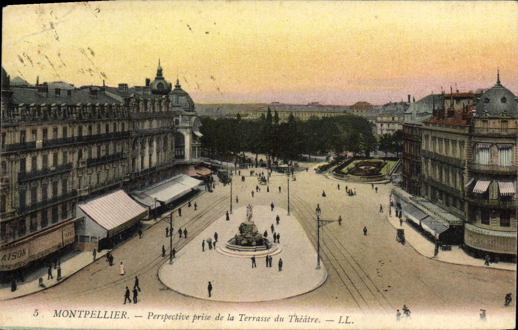 VINTAGE POSTCARD Perspective Montpellier Catch Of the Terrace Of the Theater
