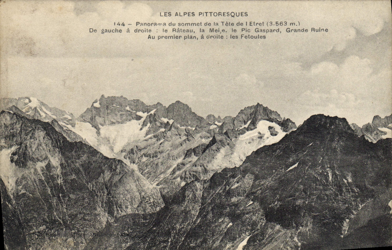 VINTAGE POSTCARD the Picturesque Alps Panorama Of the Summit Of the Head of Etret