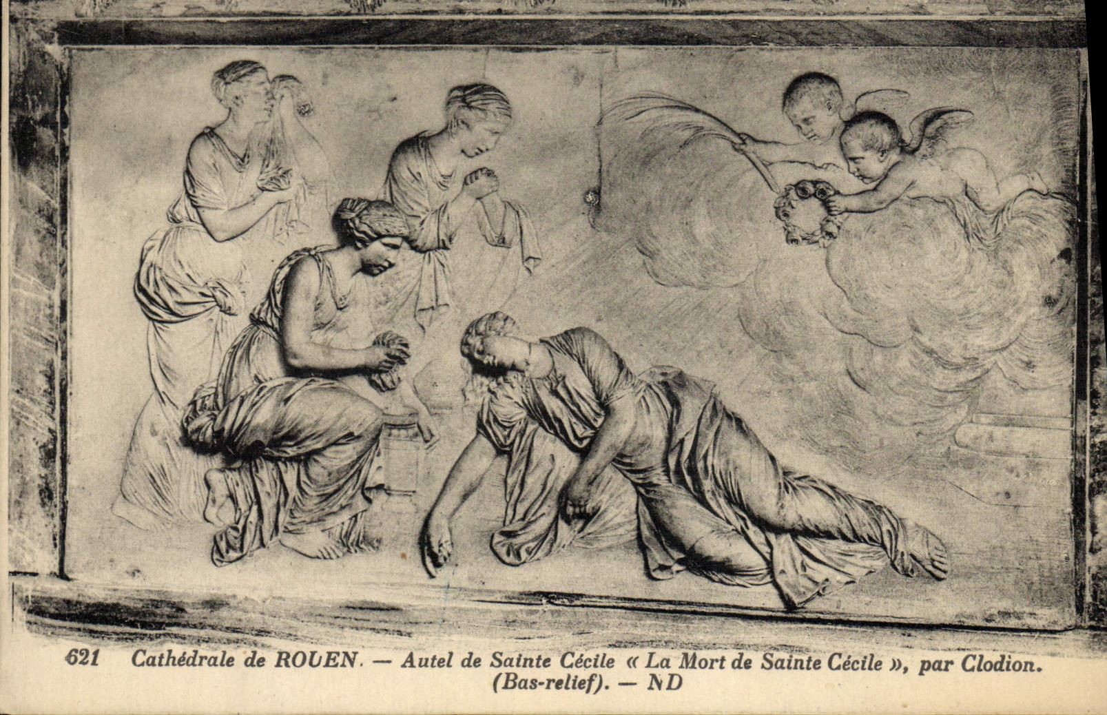 VINTAGE POSTCARD Cathedral Of Rouen Furnace bridge Of Sainte Cecile by Clodion