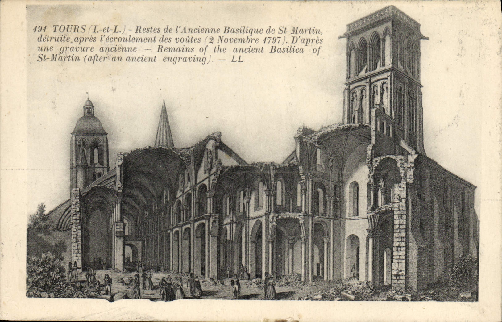 VINTAGE POSTCARD Tours Remainders Of the Old Basilica Of St Martin