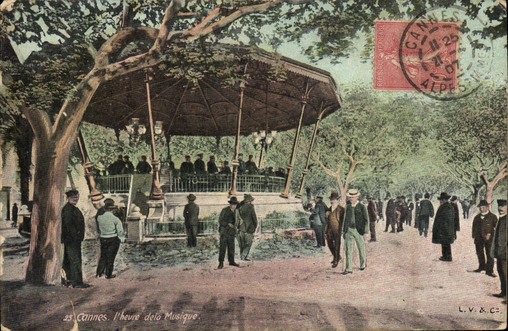 VINTAGE POSTCARD Cannes the hour Of the Music