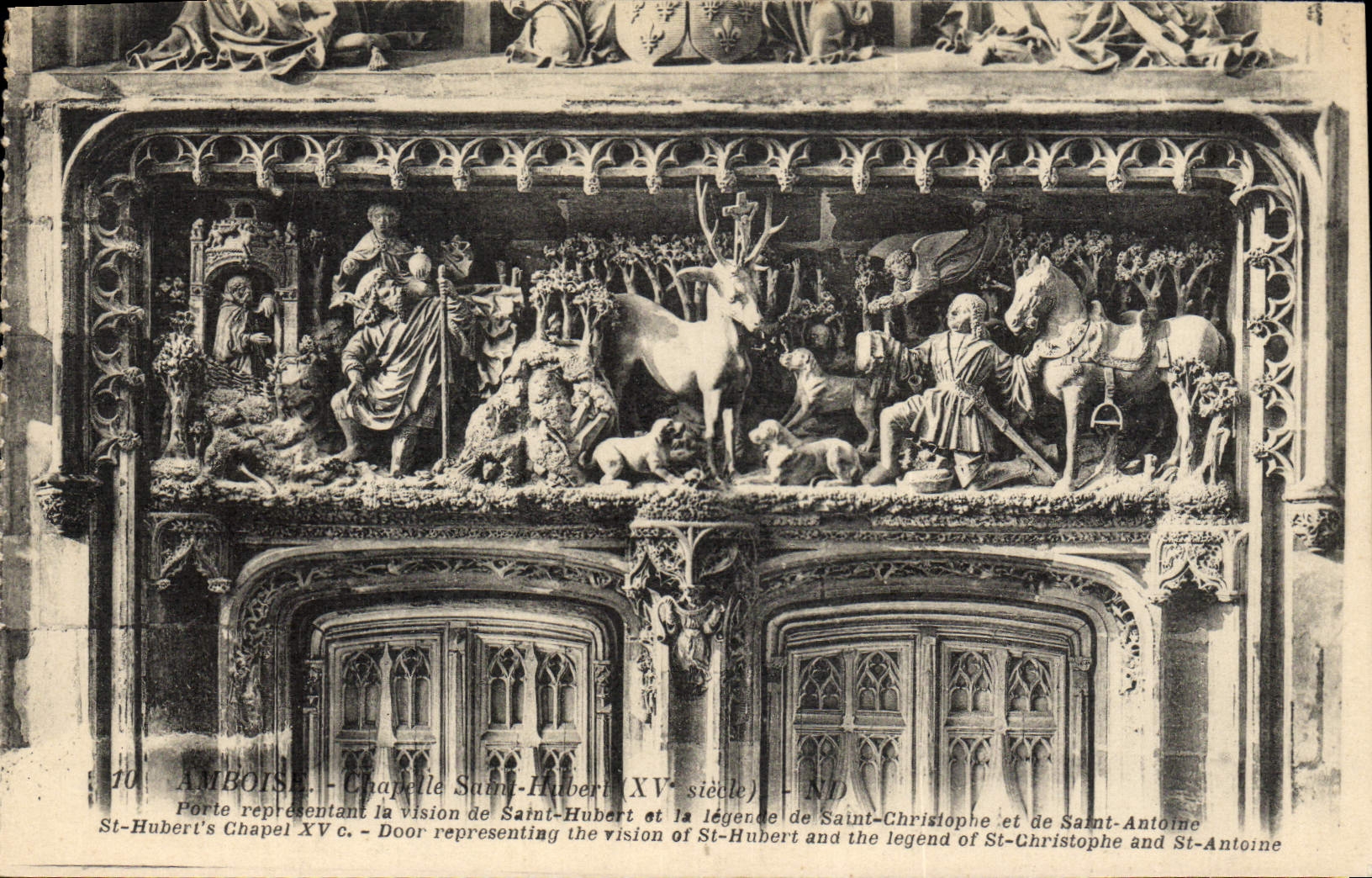 VINTAGE POSTCARD Amboise Chapelle Carries Holy Hubert