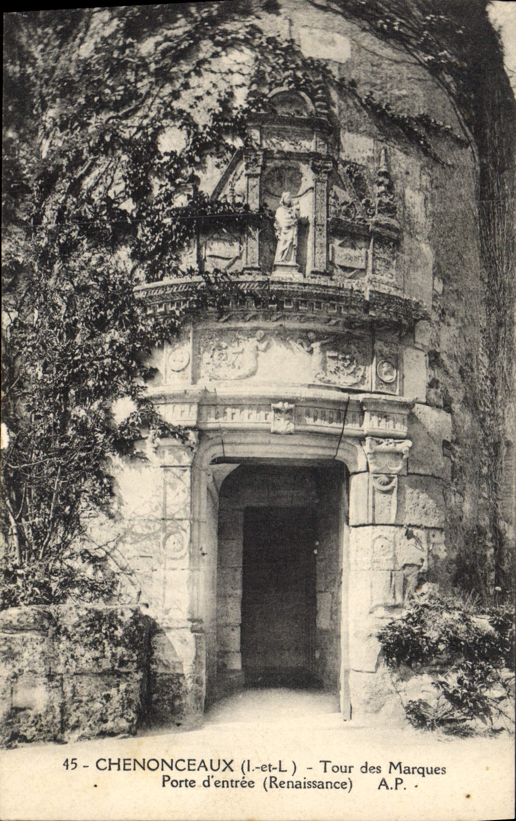 VINTAGE POSTCARD Chenonceau Tours Of the Marks Main door