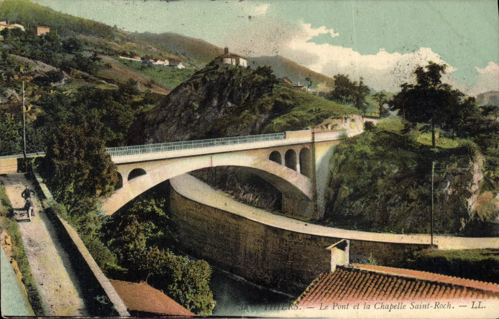 VINTAGE POSTCARD Thiers the Bridge And La Chapelle Holy Roch