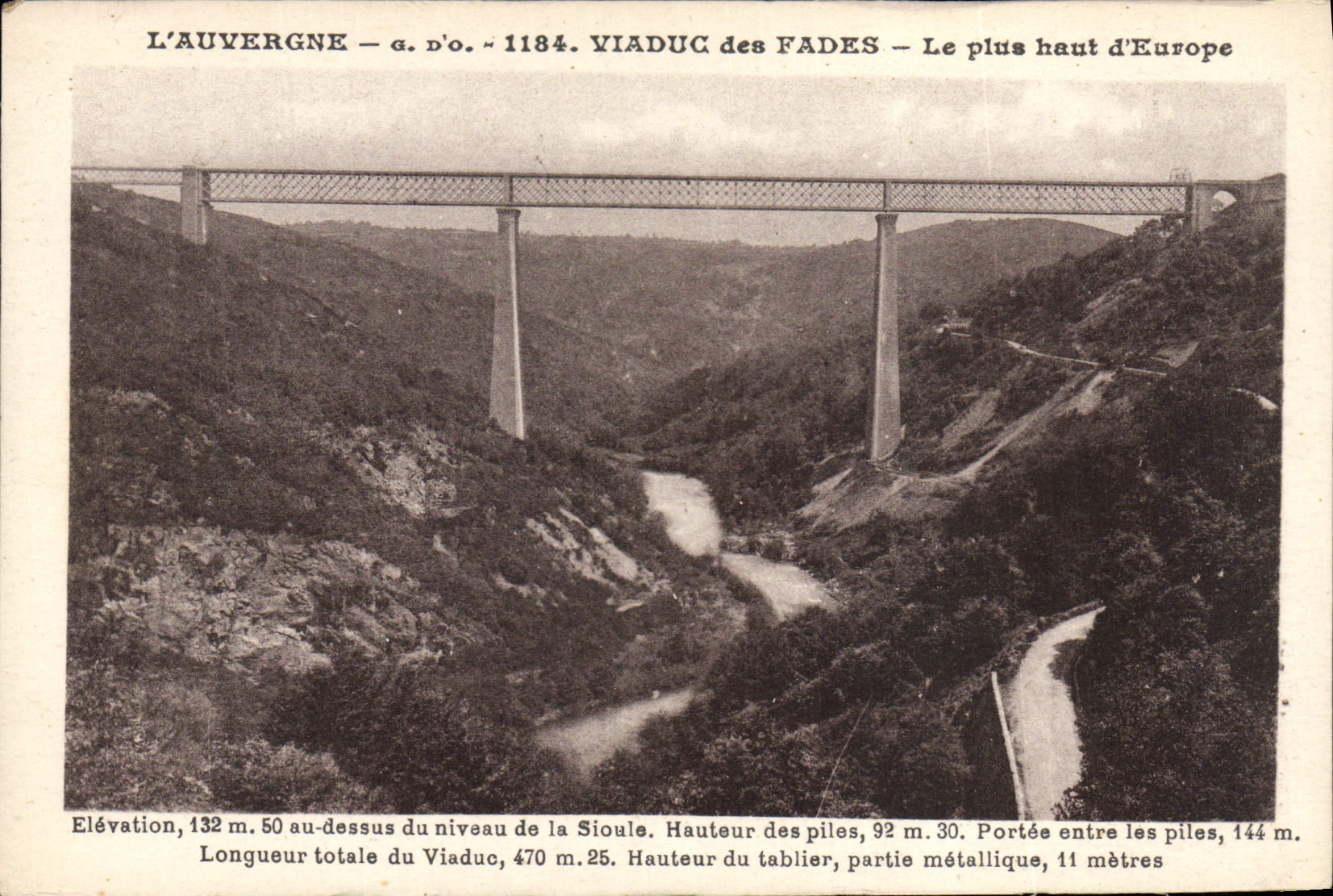 VINTAGE POSTCARD Auvergne Viaduct Of Insipid Highest Of Europe