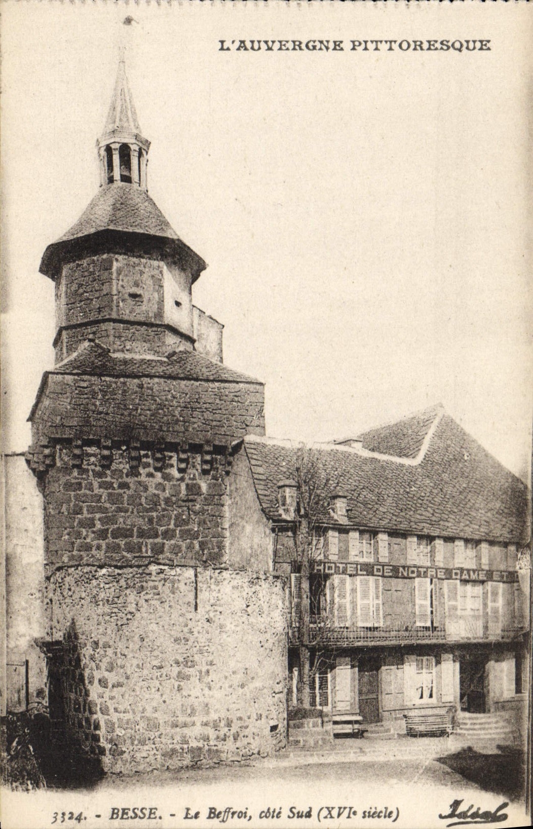 VINTAGE POSTCARD Picturesque Auvergne Besse the belfry Southern part