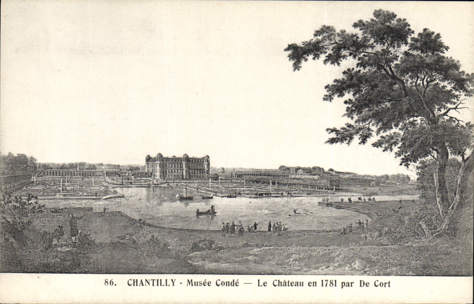 VINTAGE POSTCARD Chantilly Museum Cop the Castle in 1781