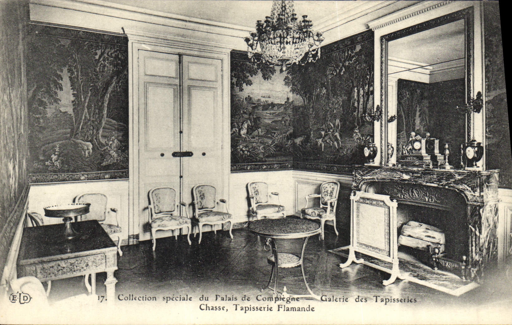 POSTAL Compiegne de la VENDIMIA que la galería del castillo de las tapicerías expulsa