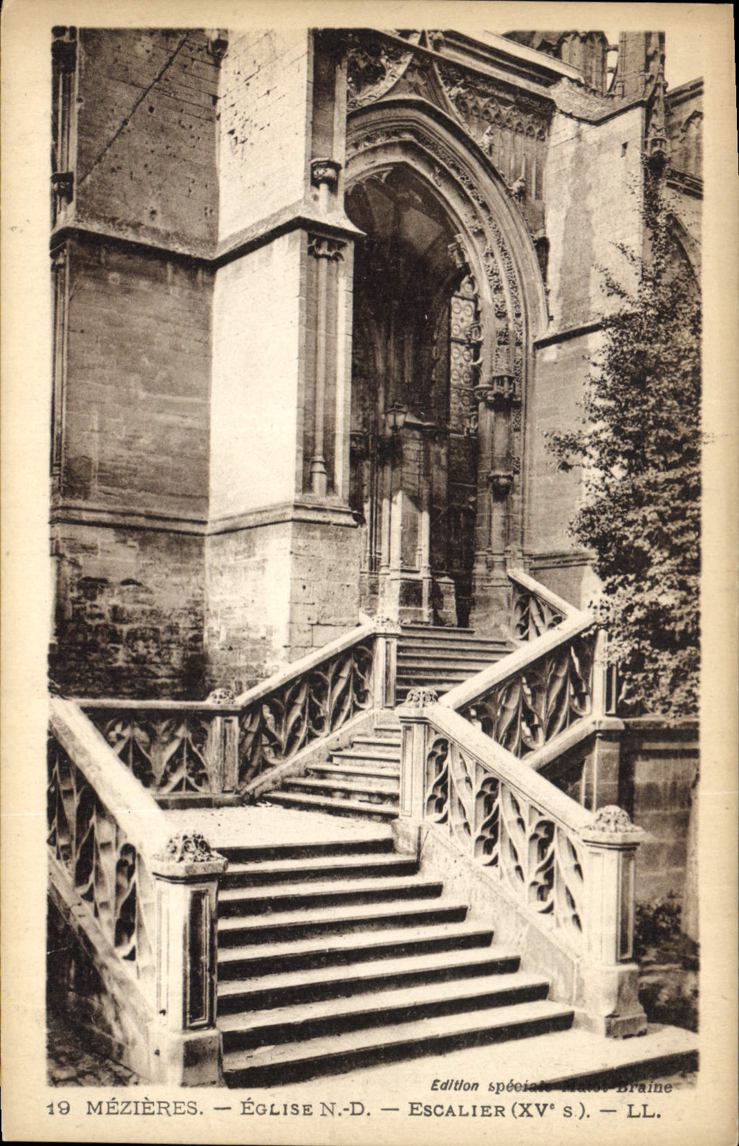 VINTAGE POSTCARD Wall Church Staircase