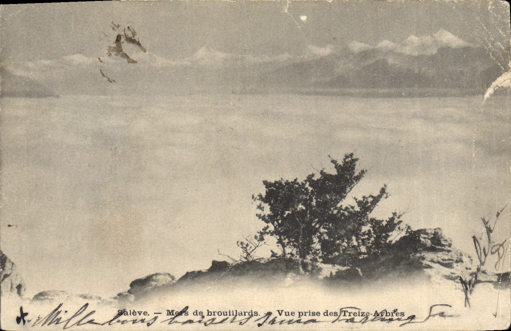 VINTAGE POSTCARD Aleve Seas Of Fogs Seen from Of the Thirteen Trees