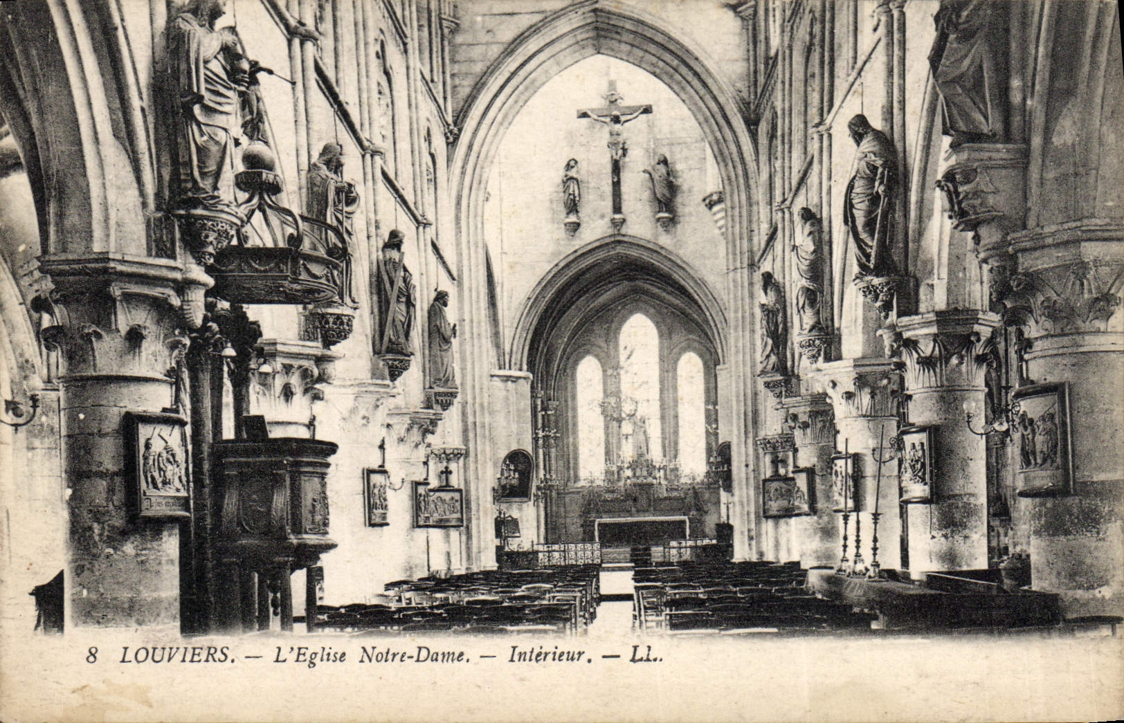 VINTAGE POSTCARD Louviers the Notre Dame Church