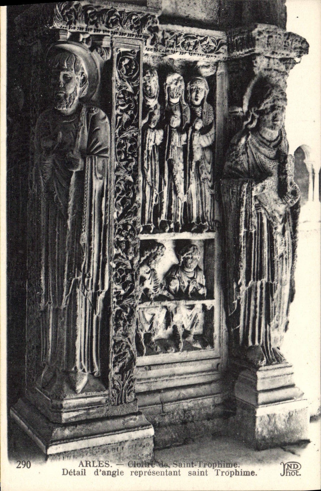 VINTAGE POSTCARD Arles Holy Cloister Trophime Detail of angle representing Holy Trophime