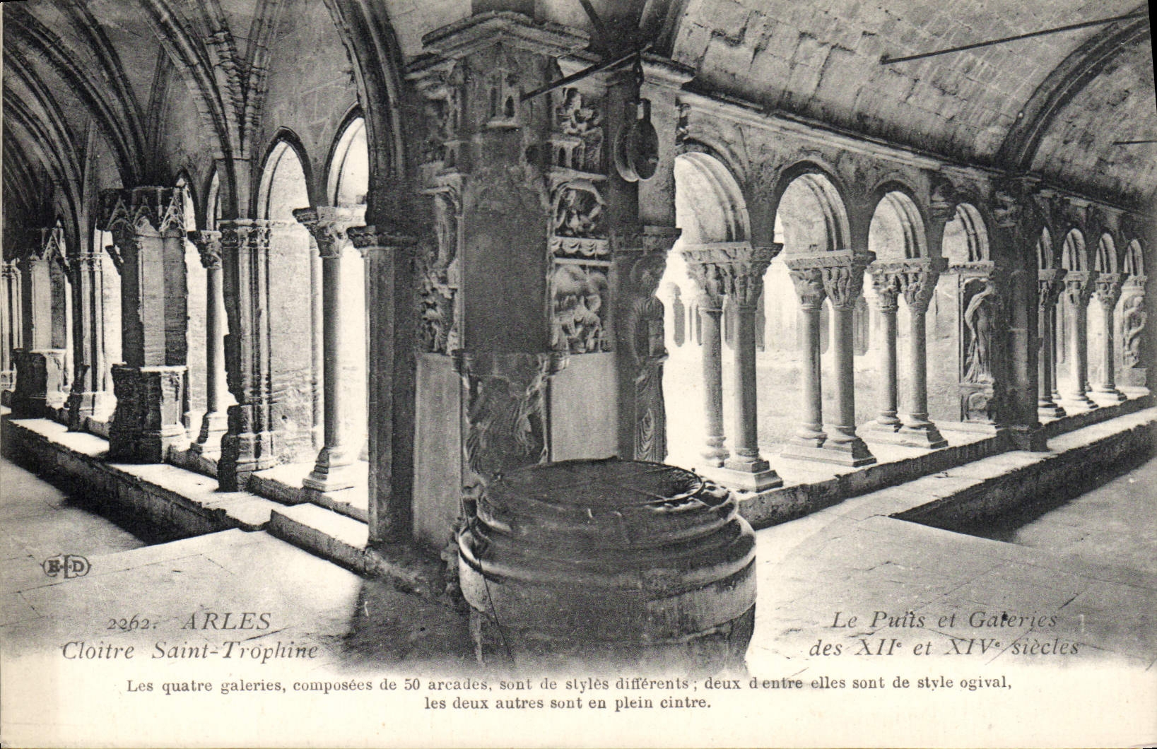 VINTAGE POSTCARD Arles Cathedral St Trophime the well and galleries