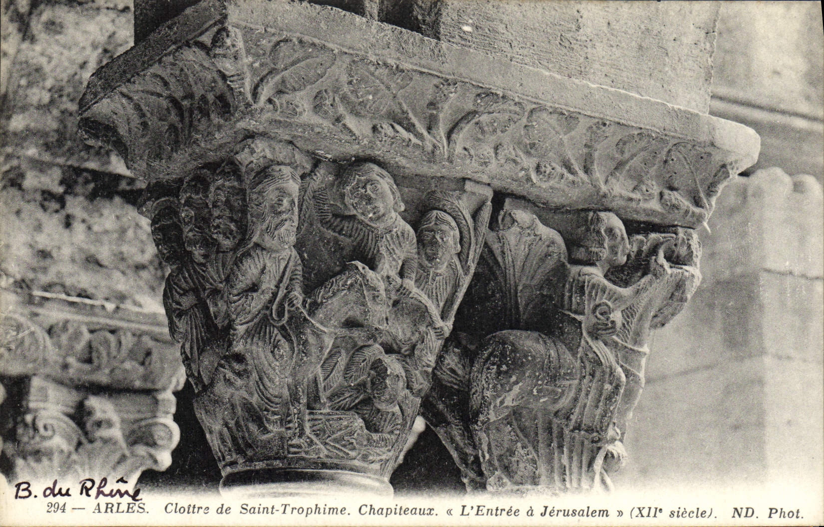 CPA Arles Cloitre De Saint Trophime Chapiteaux L'entree a Jerusalem