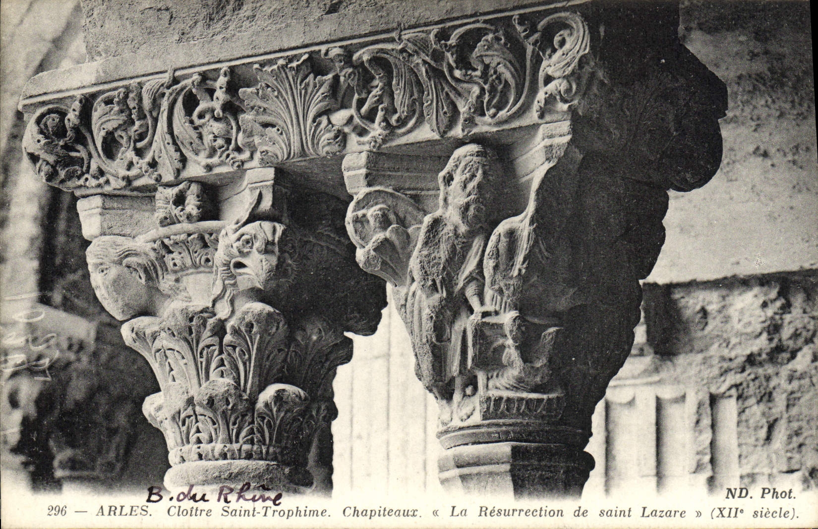VINTAGE POSTCARD Arles Cloister Of Saint Trophime Capitals the resurrection of Lazare Saint