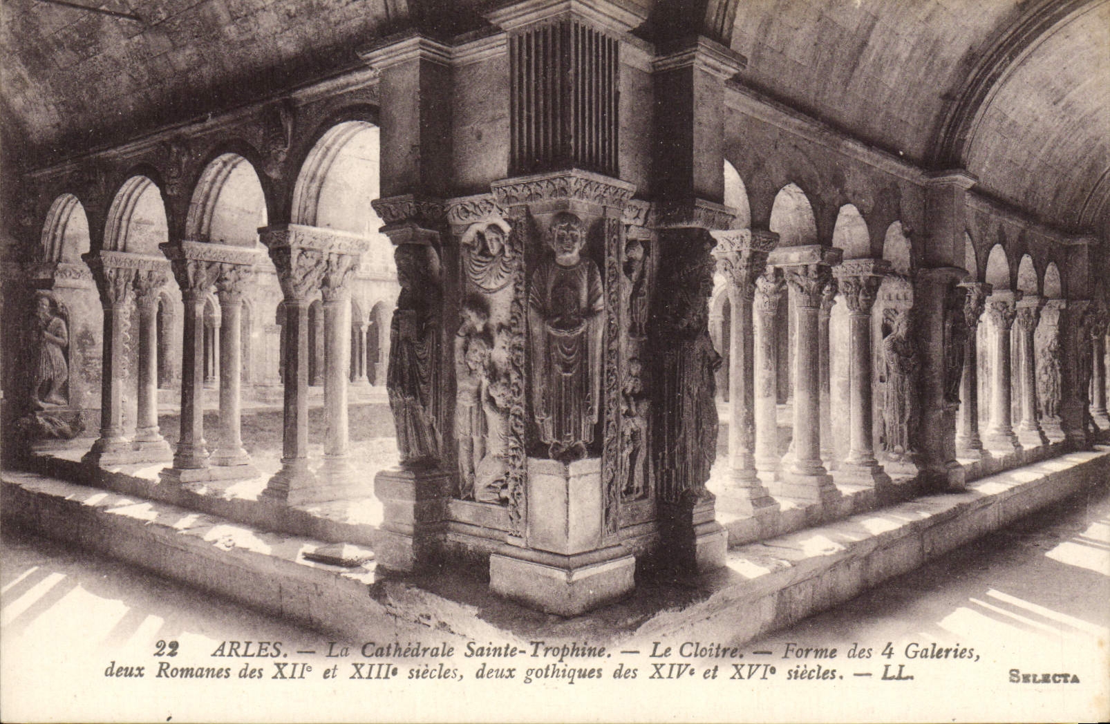 VINTAGE POSTCARD Arles the Cathedral Sainte Trophine the cloister