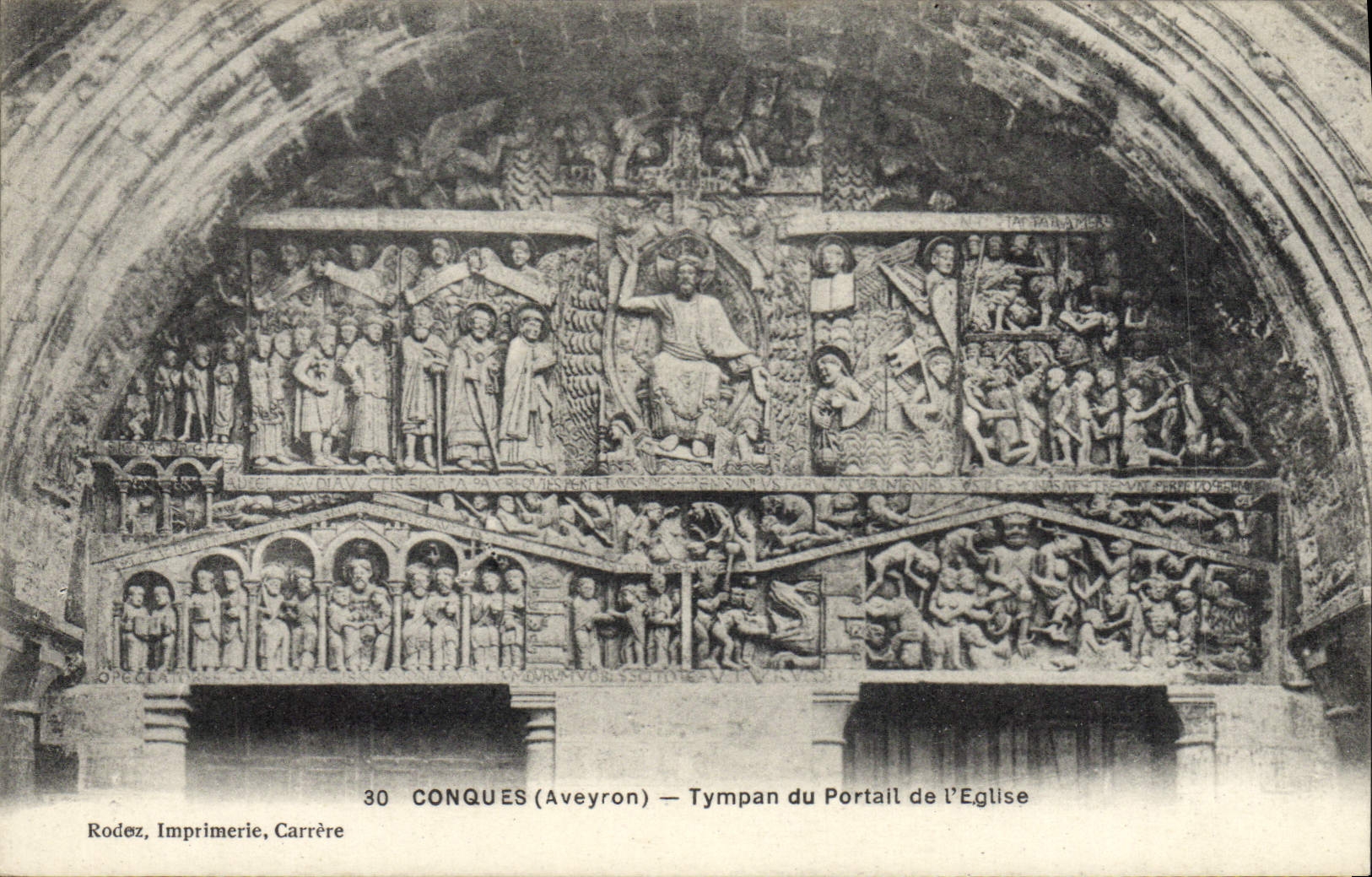 VINTAGE POSTCARD Conches Tympanum of the Gate Of the Church