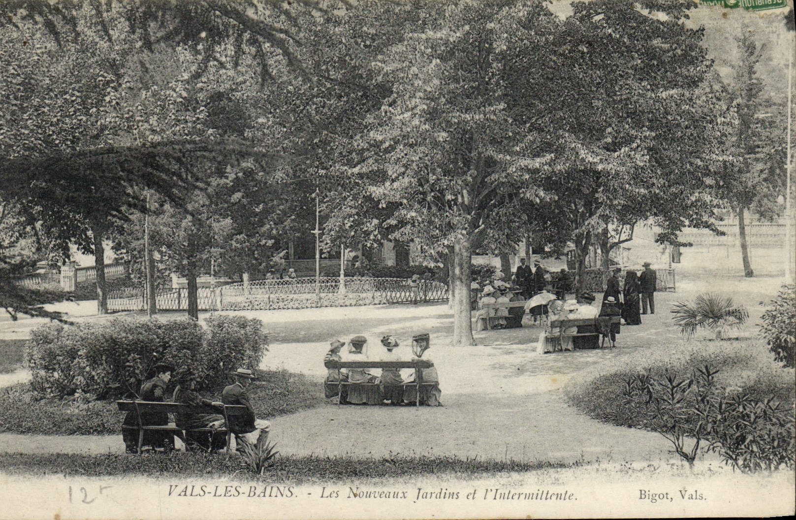 VINTAGE POSTCARD Valleys les Bains new gardens and the intermittent one