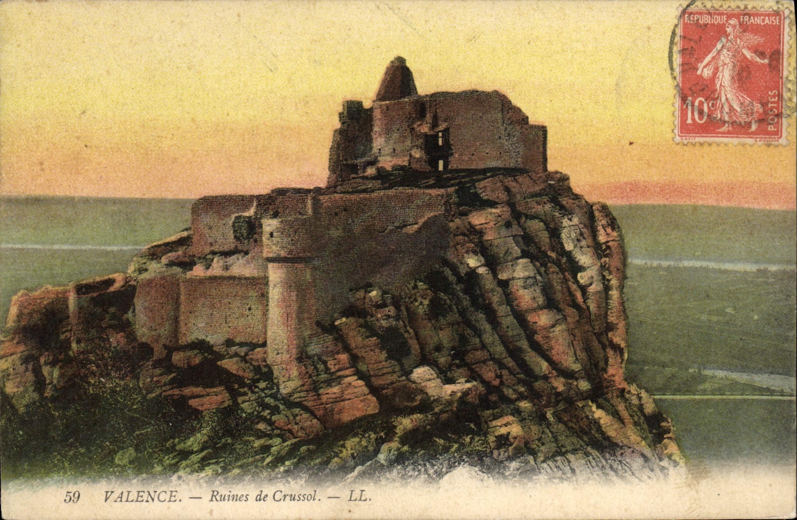 VINTAGE POSTCARD Valence Ruins of Crussol