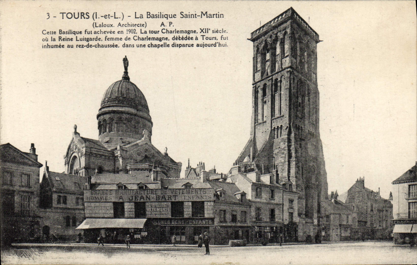 VINTAGE POSTCARD Tours the basilica St Martin