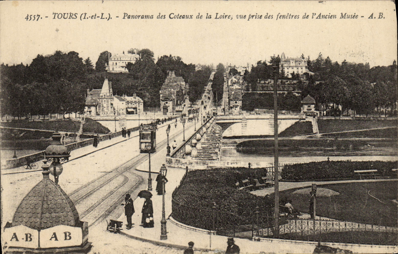VINTAGE POSTCARD Tours Panorama of the slopes of the Loire seen from of the windows of the old museum