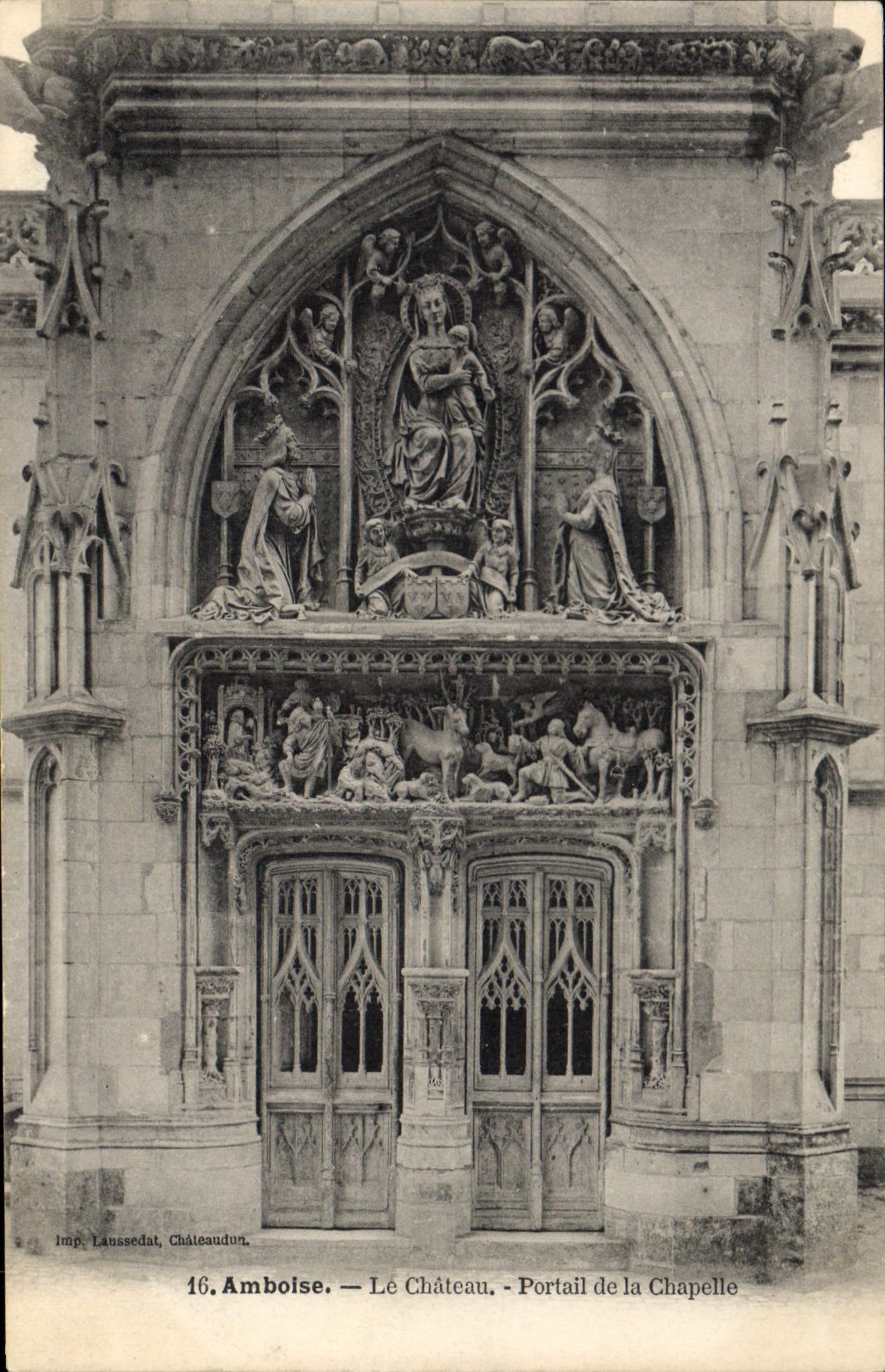 POSTAL Amboise de la VENDIMIA la puerta del castillo de la cámara acorazada