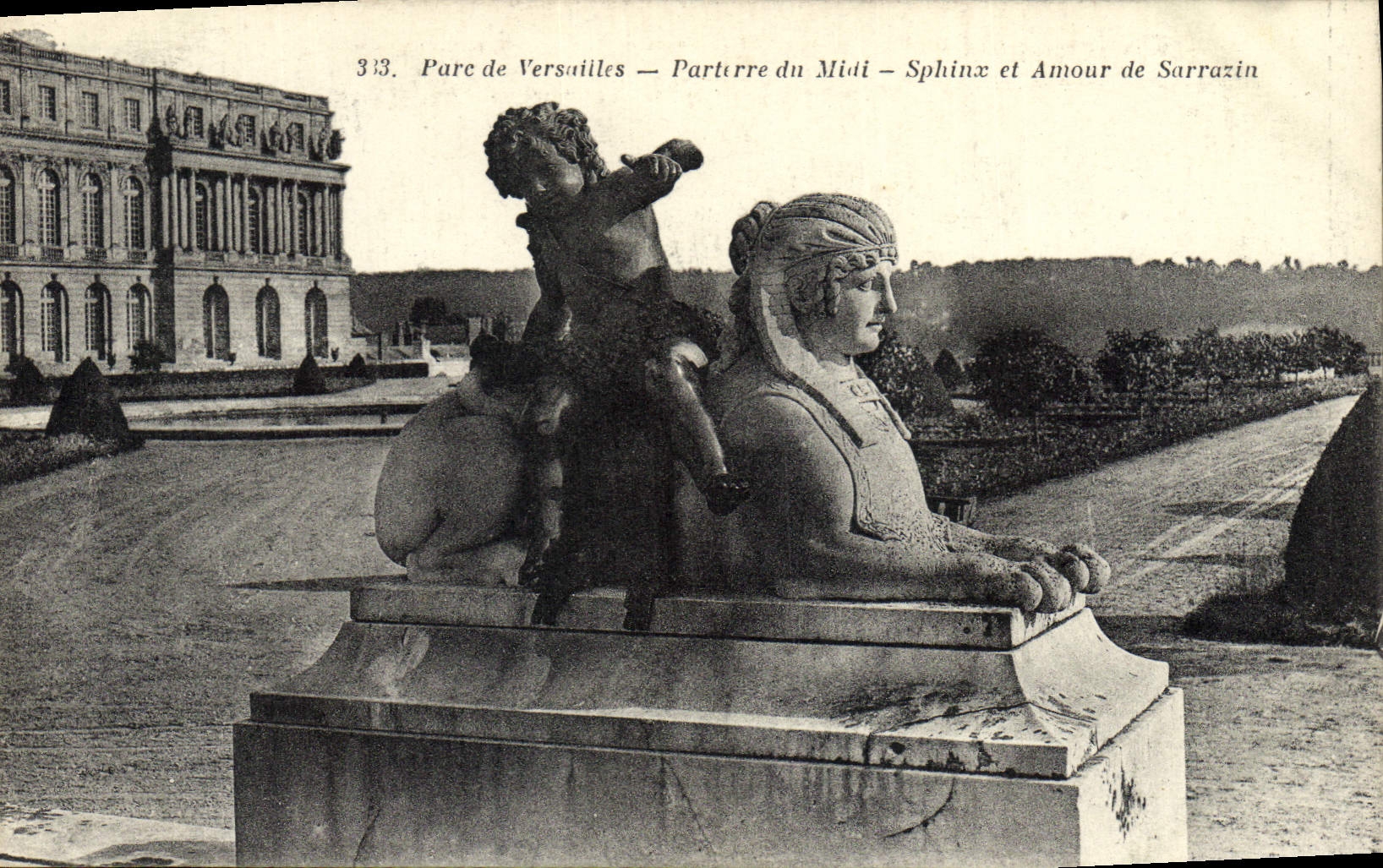 Parque de la POSTAL de la VENDIMIA de piso de Versalles de la esfinge y del amor del sur de Sarrazin