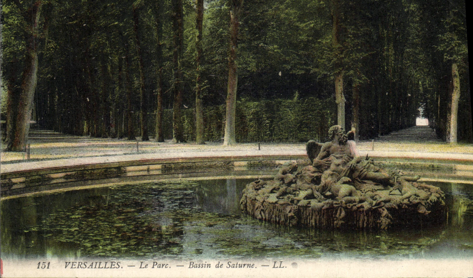 POSTAL Versalles de la VENDIMIA el lavabo del parque de Saturno