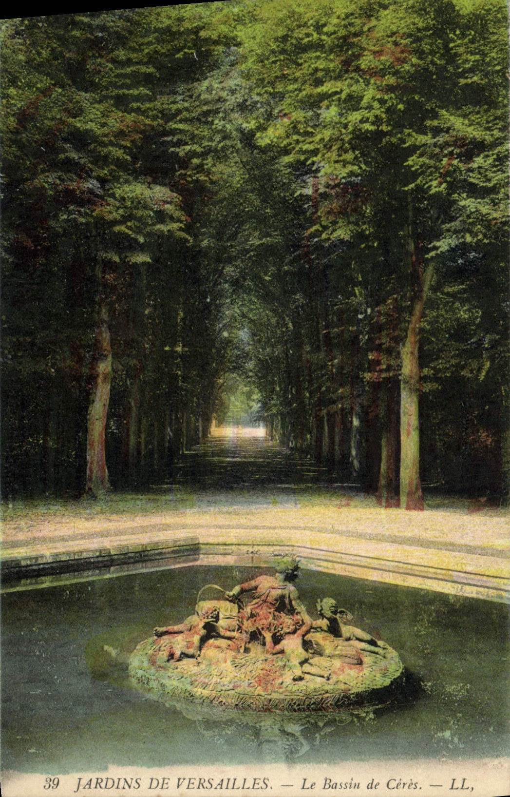 Jardines de la POSTAL de la VENDIMIA de Versalles que el lavabo de Ceres